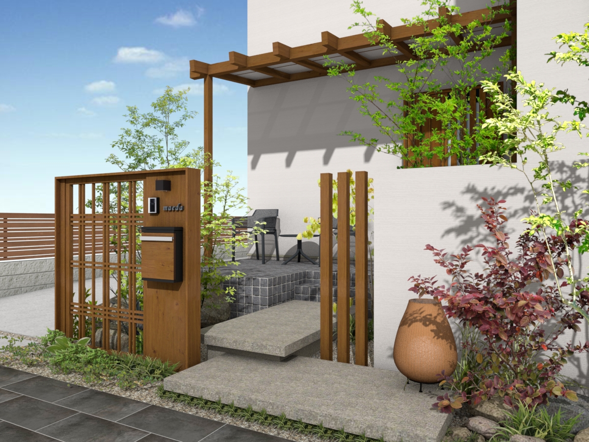 細格子のデザイン門柱 | エクスプラット - エクステリア＆ガーデン 