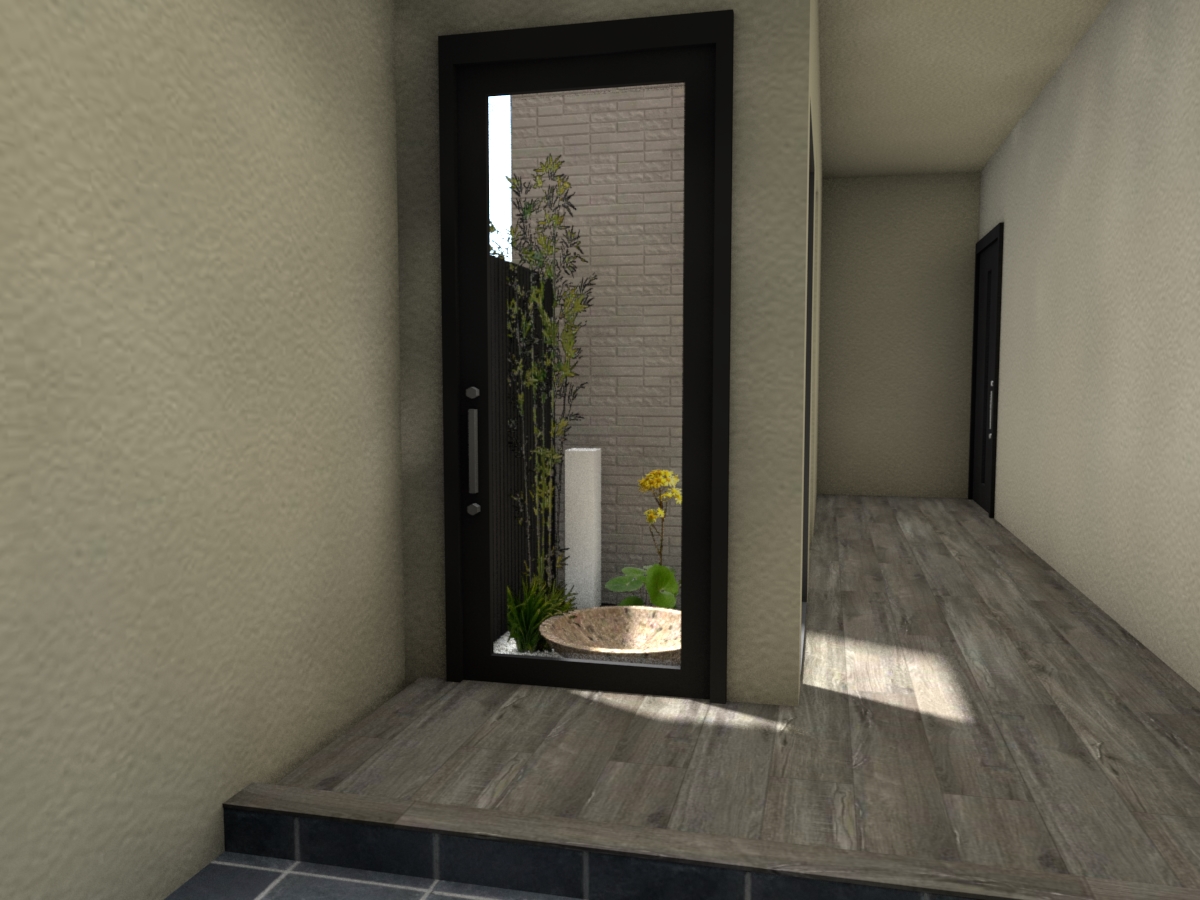 玄関を彩る小さな坪庭 エクスプラット エクステリア ガーデンデザイン プラン検索サイト Rikcadデータ無料配信