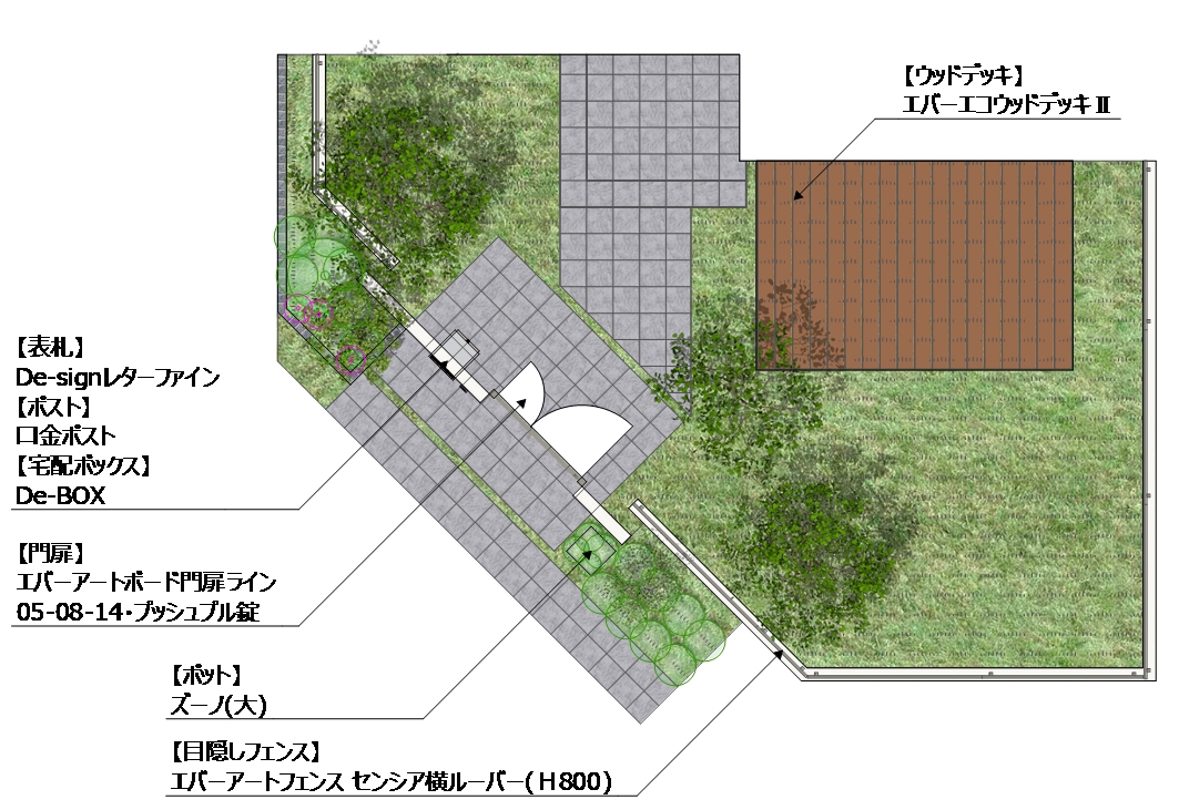 角地に植栽のあふれるクローズエクステリア エクスプラット エクステリア ガーデンデザイン プラン検索サイト Rikcadデータ無料配信 角地に植栽のあふれるクローズエクステリア エクスプラット エクステリア ガーデンデザイン プラン検索サイト Rikcadデータ無料配信