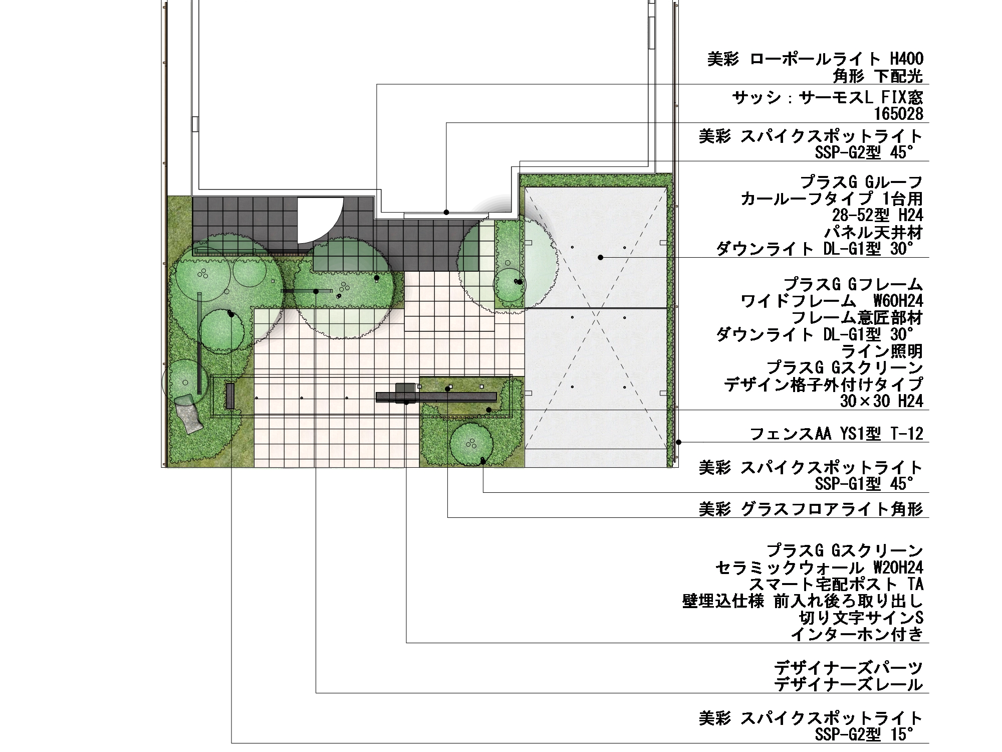 グラスフロアライト 角形 スパイクタイプ