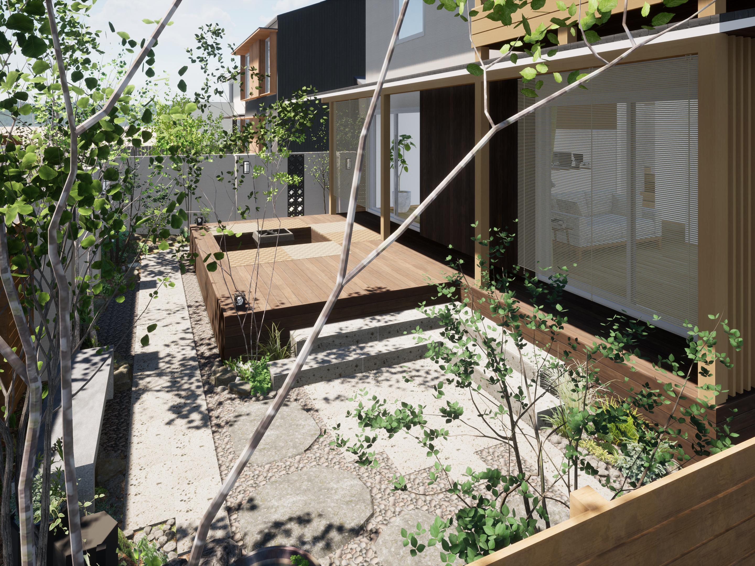 日本の素材と和の要素を取り入れた新しいデザインが織りなす 自然と伝統への回帰と懐かしさを感じるスタイル エクスプラット エクステリア ガーデンデザイン プラン検索サイト Rikcadデータ無料配信